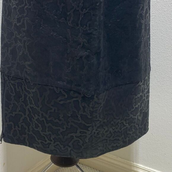 Amen Wardy Black 100% Leather Embossed Skirt Size 10 (46) Made In Italy - Picture 3 of 12